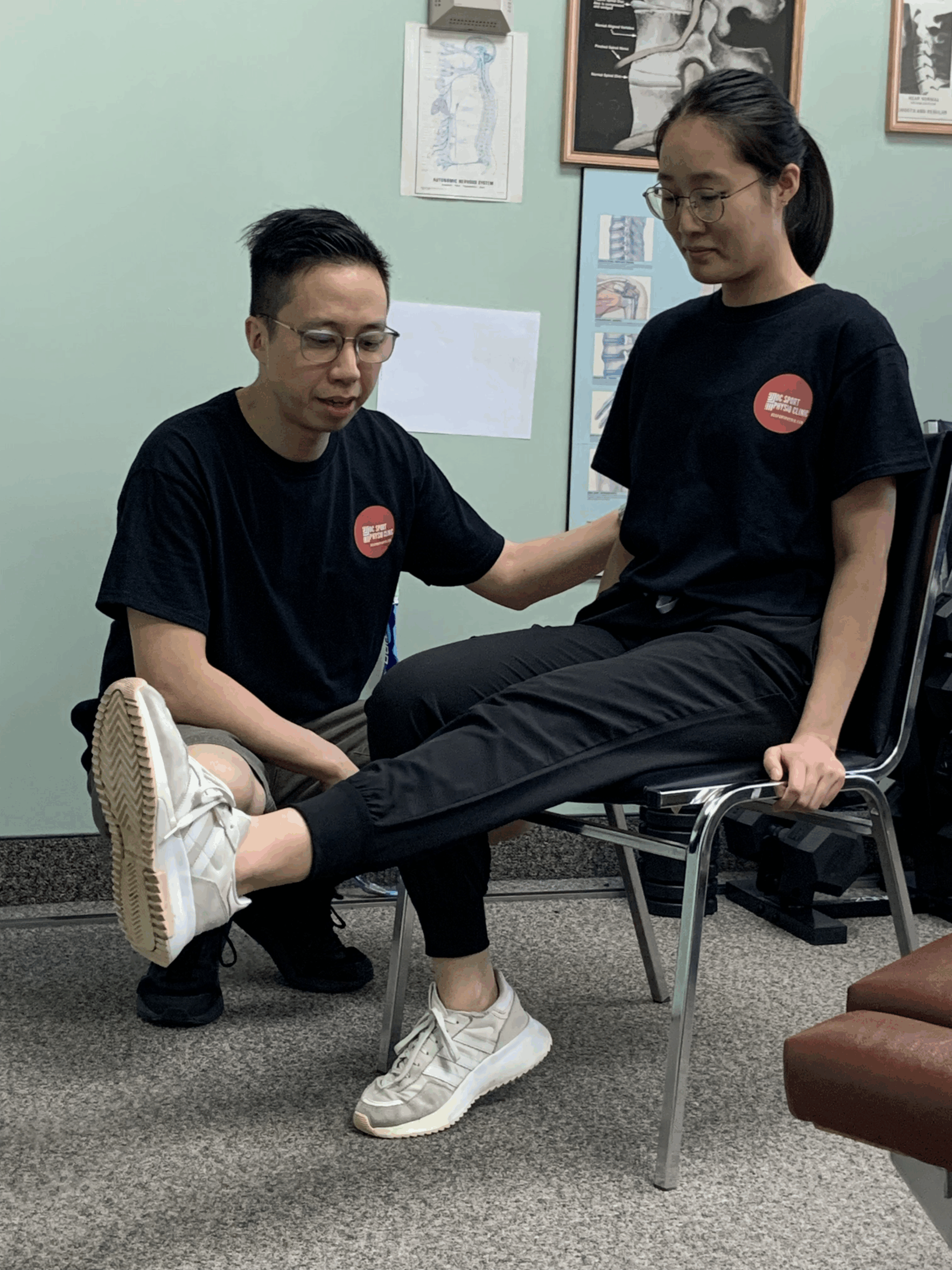 Physiotherapist teaching exercise
